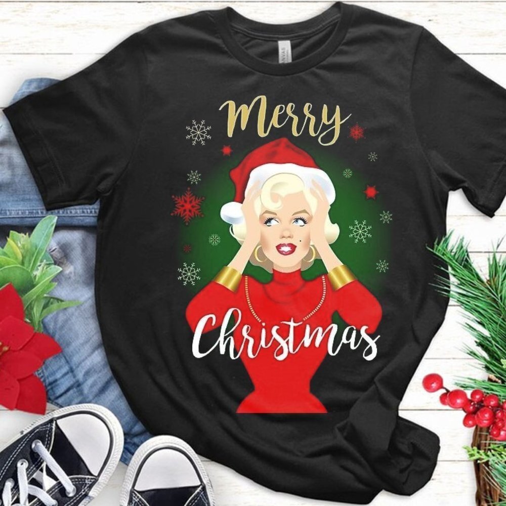 Marilyn Christmas T Shirt Music Movie Lover Tee Shirt